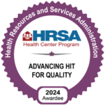 Badge says HRSA Advancing HIT For Quality 2024 awardee